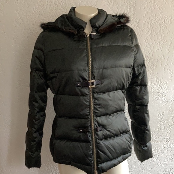 Carolina HERRERA green hooded coat SMALL. AS IS - Picture 2 of 14